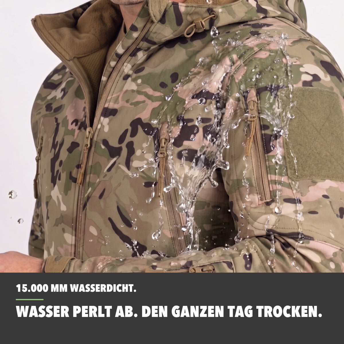 Softshelljacke Herren Camouflage – Wasser perlt ab