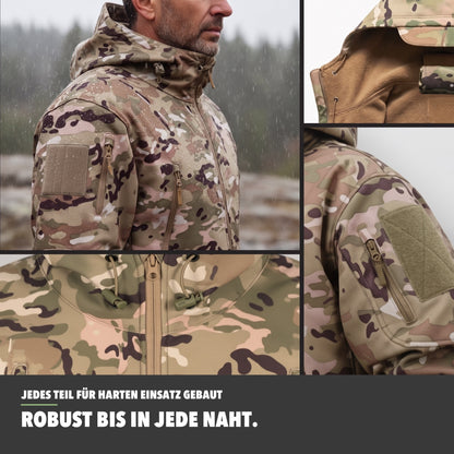 Softshelljacke Herren Camouflage – Details und Nähte