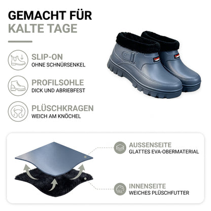 Winterschuhe Herren gefüttert Aufbau: glattes EVA-Obermaterial außen, weiches Plüschfutter innen