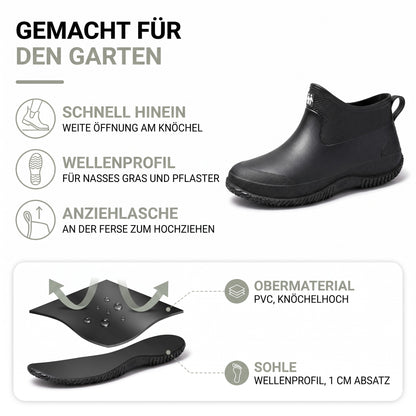Kurze Gummistiefel Damen – Obermaterial aus PVC und Sohle mit Wellenprofil