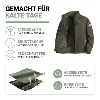 Fleecejacke Herren Aufbau: außen Polyester-Fleece, innen dichtes Plüschfutter