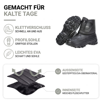 Winterstiefel Herren: Klettverschluss, Profilsohle, leichtes EVA, gesteppte Außenseite und Plüschfutter innen