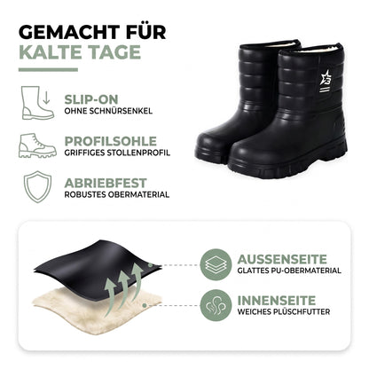 Winterstiefel Herren: Slip-on, Profilsohle, abriebfest, glattes PU außen und Plüschfutter innen