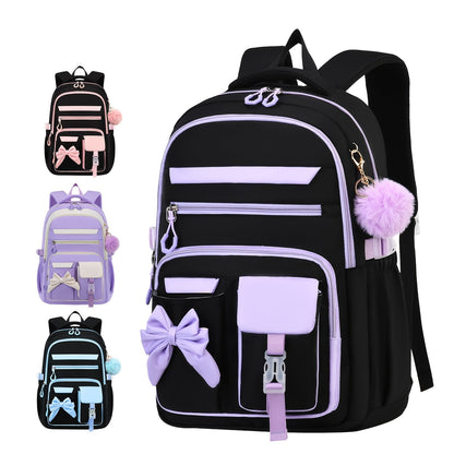 Schulrucksack für Mädchen - mit Schleife - für Laptop 15,6"