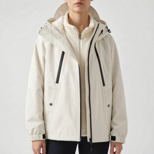 3-in-1 Wanderjacke für Damen in Weiß mit eingezippten Fleecefutter