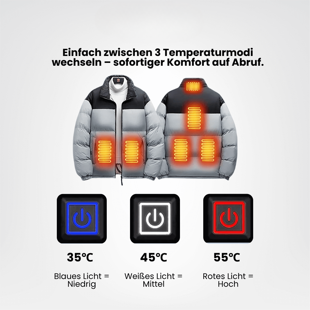 Beheizte Jacke - 6 Heizzonen - 3 Temperaturstufen - Unisex