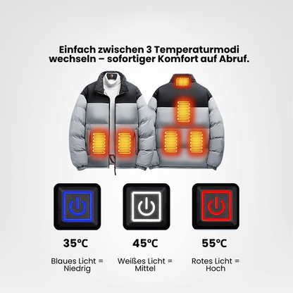 Beheizte Jacke - 6 Heizzonen - 3 Temperaturstufen - Unisex
