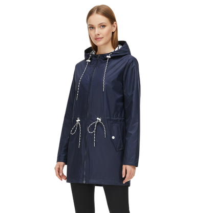 Regenjacke Damen mit Taillenzug - Übergangsjacke mit Kapuze, bis 5XL