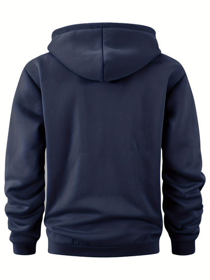 Marineblauer Hoodie von hinten mit Kapuze