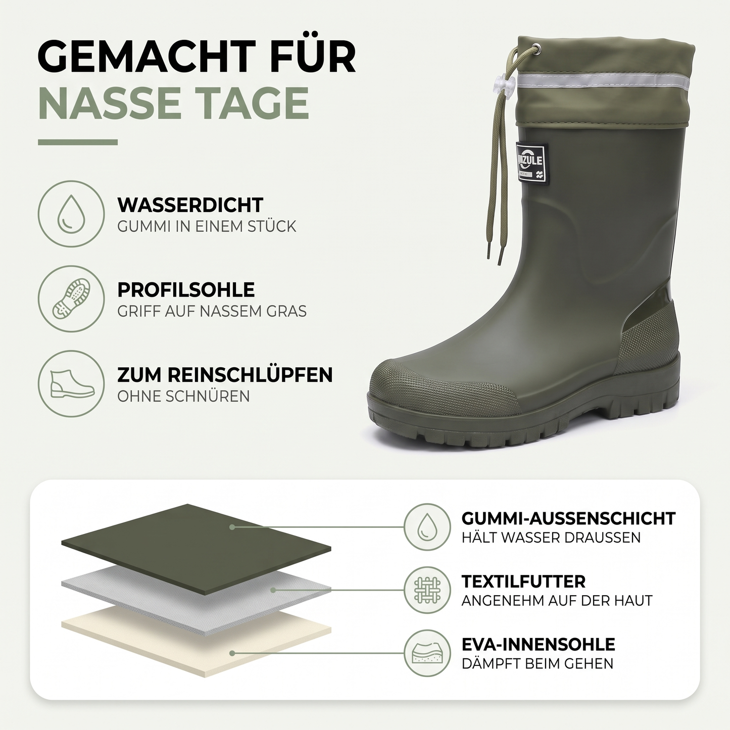 Gummistiefel Herren halbhoch wasserdicht