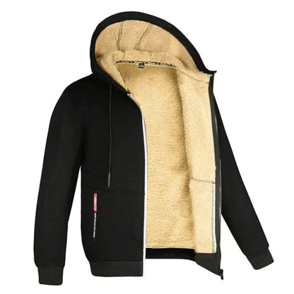 Kapuzenjacke Herren - Strickjacke mit Kapuze - Sherpa-Fleece-Futter