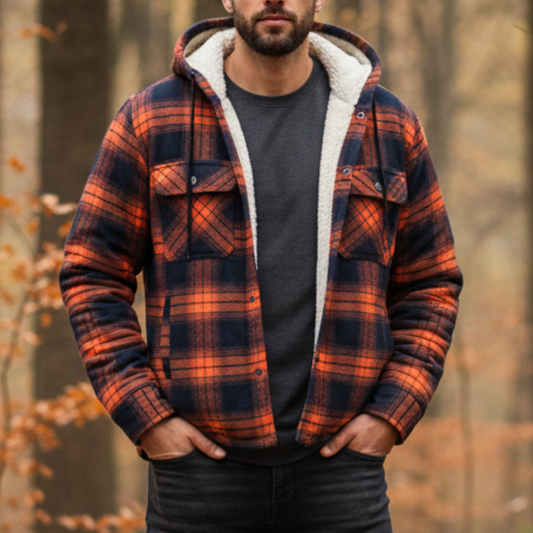 Hemdjacke Herren gefüttert - Sherpa-Futter - Kapuze