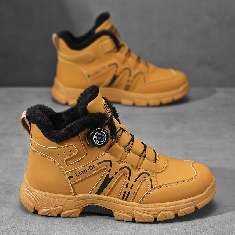 Khaki Sneaker-Boots mit Plüschfutter, Seitenansicht