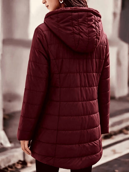 Winterjacke Damen - mit Kunstfellkapuze - Steppmantel
