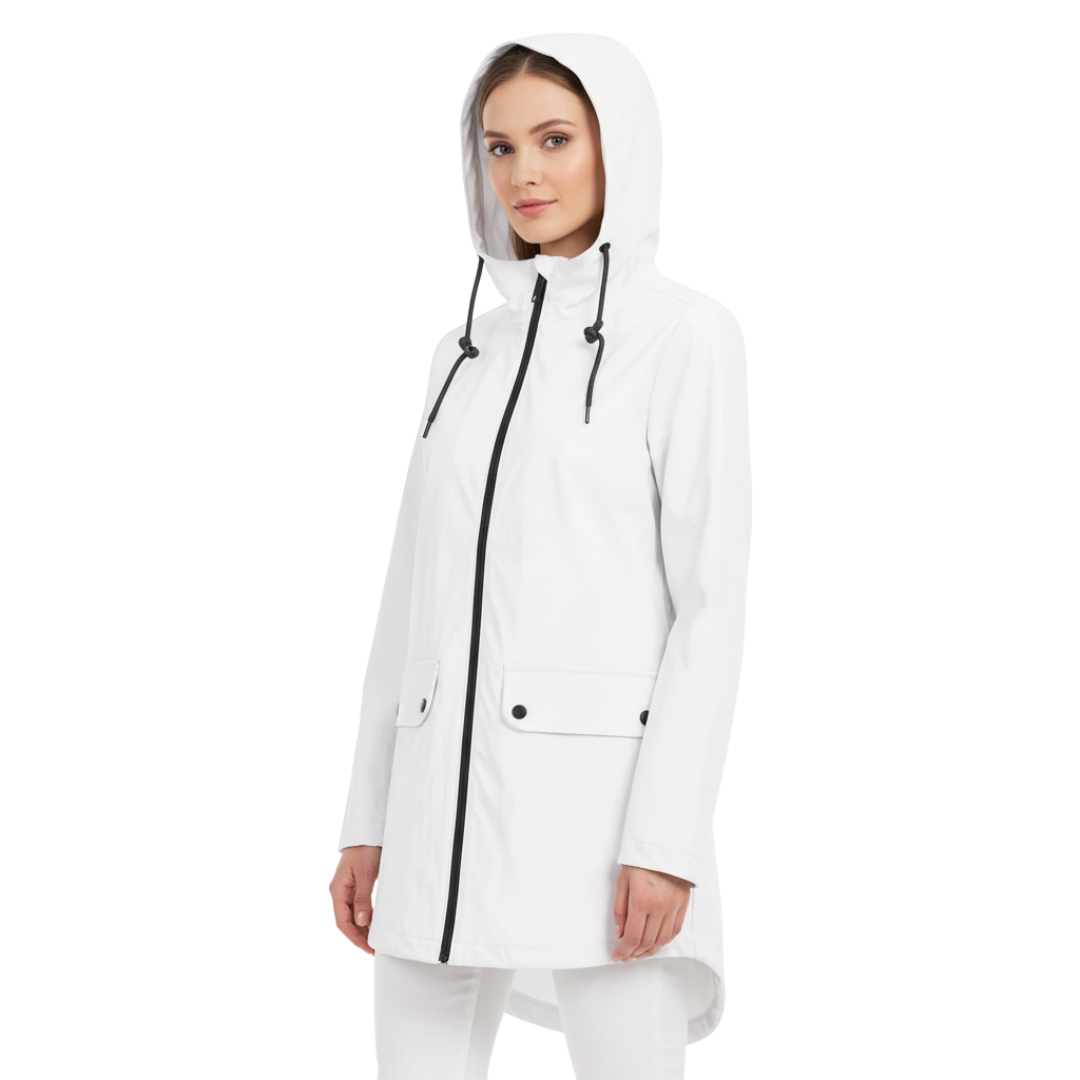 Regenmantel Damen Leicht - Lange Übergangsjacke mit Kapuze