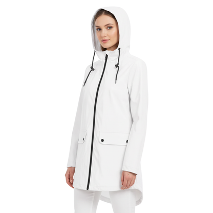 Regenmantel Damen Leicht - Lange Übergangsjacke mit Kapuze