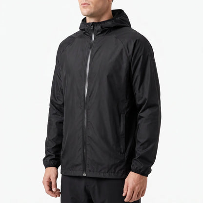 Leichte packbare Windjacke mit Kapuze, unisex, wind- und wasserabweisend – Ansicht 2