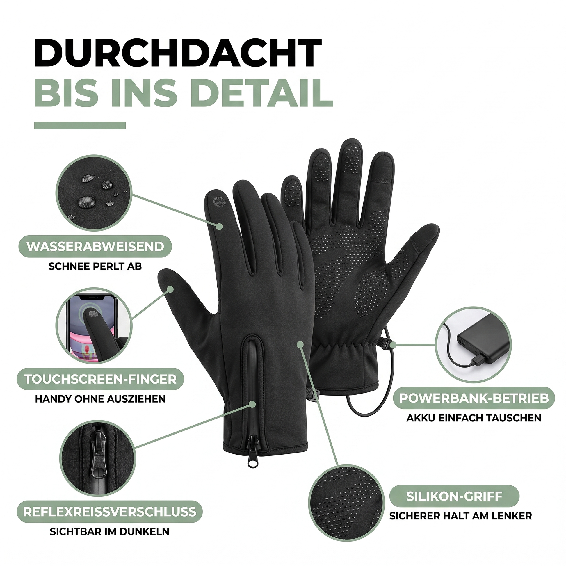 Beheizte Handschuhe wasserdicht winddicht mit Powerbank