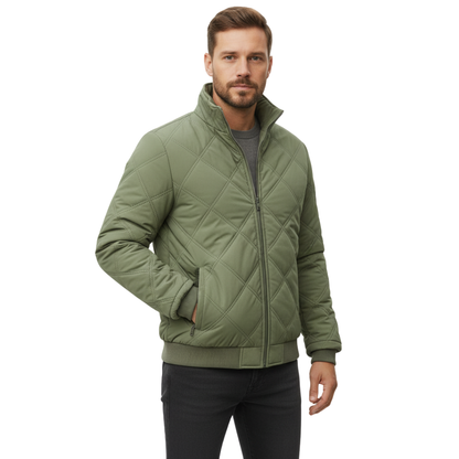 Steppjacke Herren gefüttert - Stehkragen - Rautensteppung