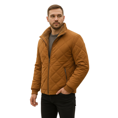Steppjacke Herren gefüttert - Stehkragen - Rautensteppung