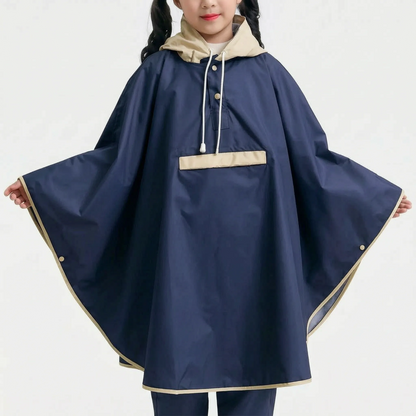 Regenponcho für Kinder mit Kapuze und weitem Cape-Schnitt für den Schulranzen – Ansicht 3