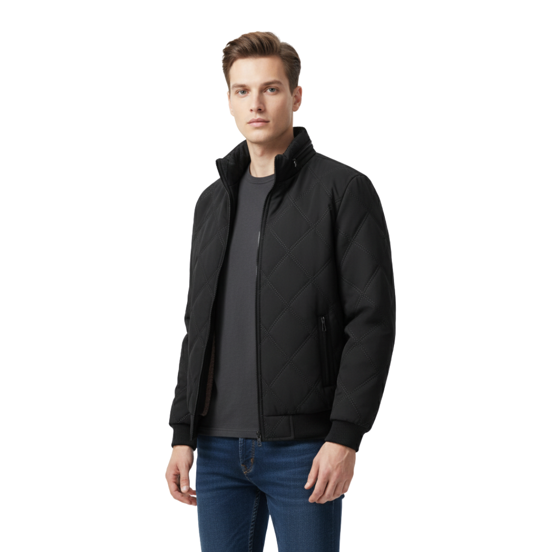 Steppjacke Herren gefüttert - Stehkragen - Rautensteppung
