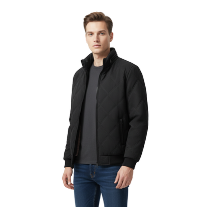 Steppjacke Herren gefüttert - Stehkragen - Rautensteppung