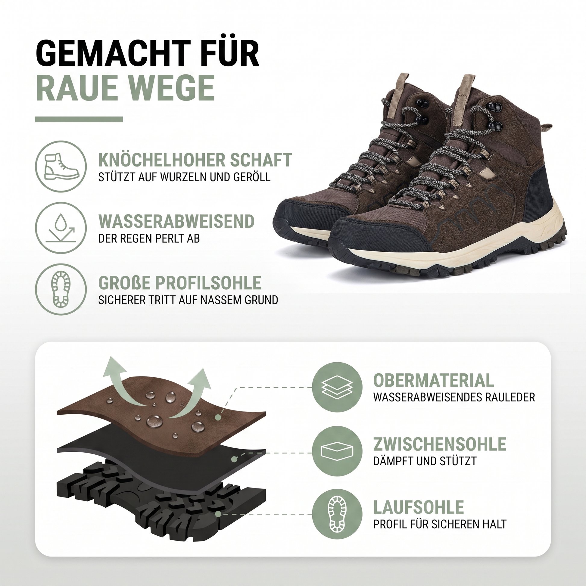 Wanderschuhe Damen & Herren - Knöchelhoch - Wasserabweisend