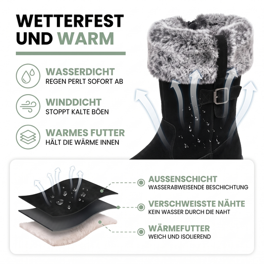 Winterstiefel Damen wadenhoch mit Fellkragen