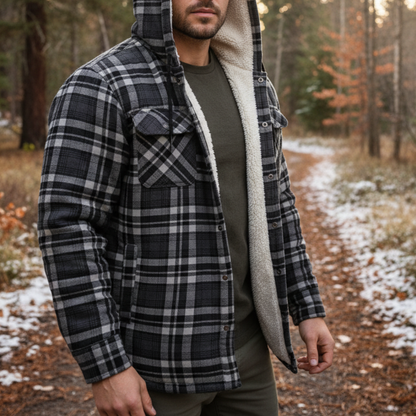Hemdjacke Herren gefüttert - Sherpa-Futter - Kapuze
