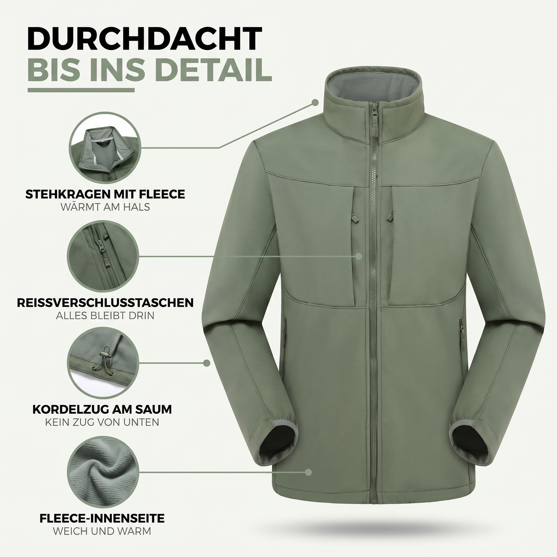 Softshelljacke Herren mit Fleecefutter wasserabweisend