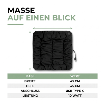 Beheiztes Sitzkissen USB 45 cm für Büro und Auto