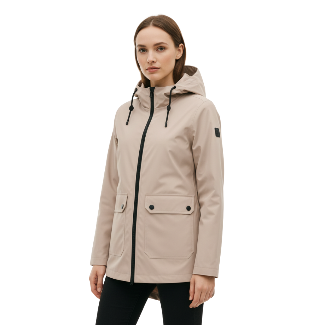 Regenmantel Damen Leicht - Lange Übergangsjacke mit Kapuze