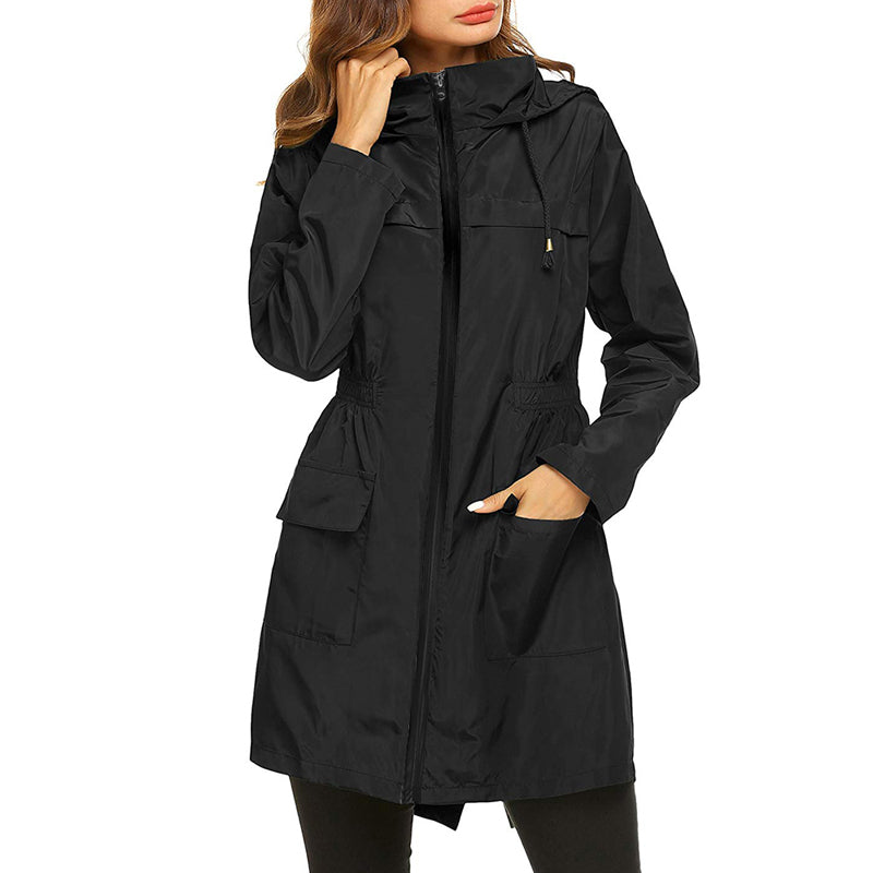Regenjacke Damen - Wasserabweisend & Leicht - Tailliert mit Kapuze