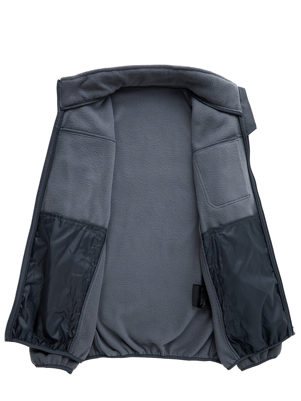 Fleecejacke geöffnet: zwei große Innentaschen aus Futterstoff