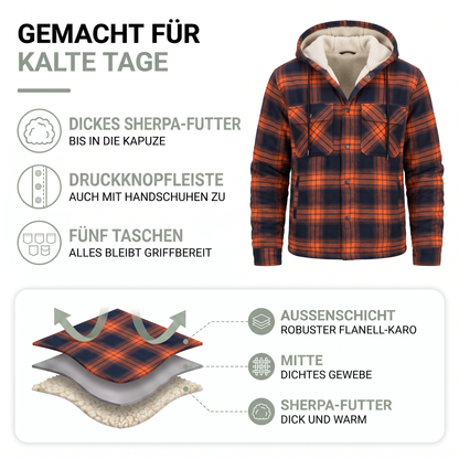 Hemdjacke Herren gefüttert - Sherpa-Futter - Kapuze
