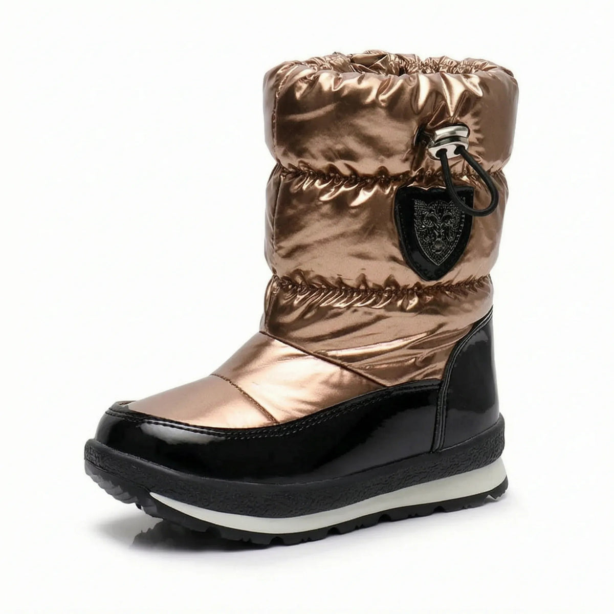 Winterstiefel Kinder in Bronze zum Reinschlüpfen mit dicker Laufsohle