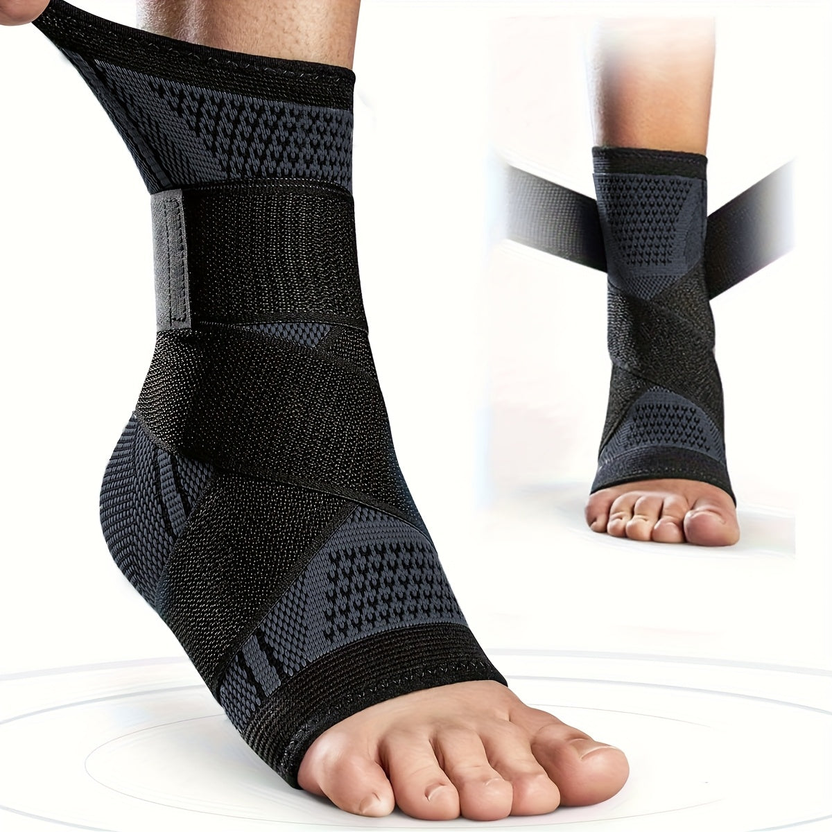 Sprunggelenkbandage - Verstellbarer Kompressionsriemen - Atmungsaktives Strickgewebe - Produktbild
