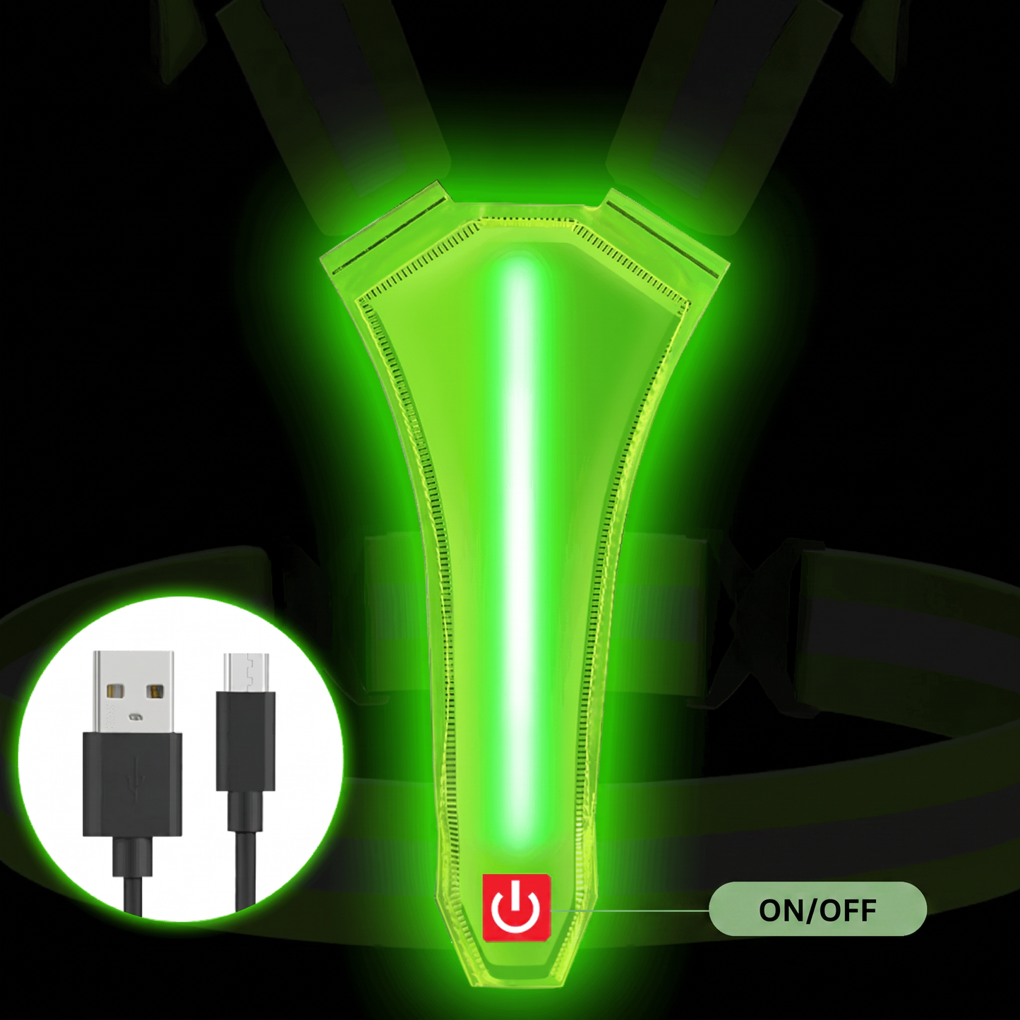 Reflektorweste mit LED - USB Aufladbar - Laufen & Fahrrad