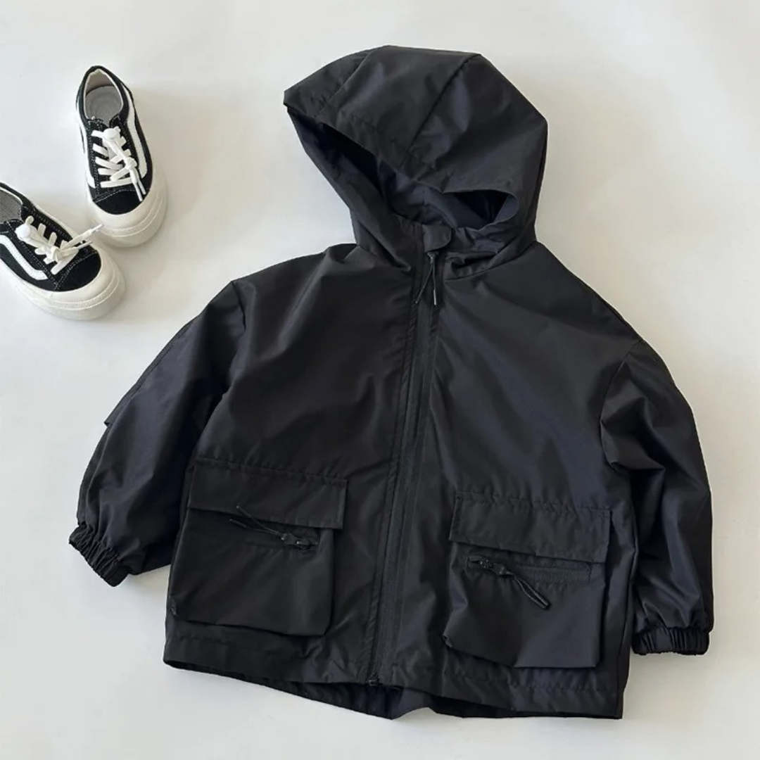 Regenjacke Kinder - wasserdicht mit Kapuze - Übergangsjacke Jungen