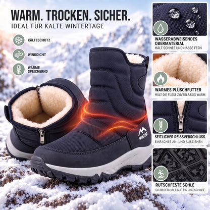 Winterstiefel Herren mit Plüschfutter, Reißverschluss und rutschfester Sohle