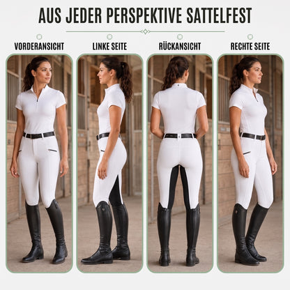 Reithose Damen in Weiß von vorne, hinten und beiden Seiten