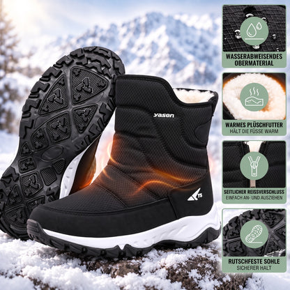 Winterstiefel Herren in Schwarz – Details von Obermaterial, Futter und Sohle