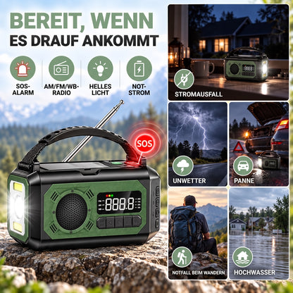 Kurbelradio für Stromausfall, Unwetter, Panne und Hochwasser