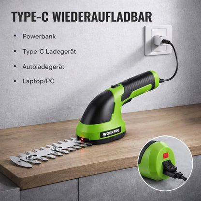 Akku Grasschere - 2-in-1 Heckenschere - Aufladbar