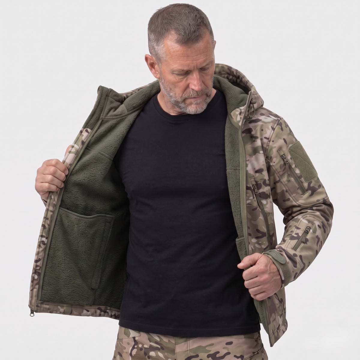 Softshelljacke Herren Camouflage – Fleecefutter innen