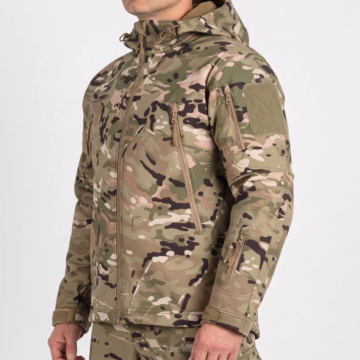 Softshelljacke Herren Camouflage – Seitenansicht