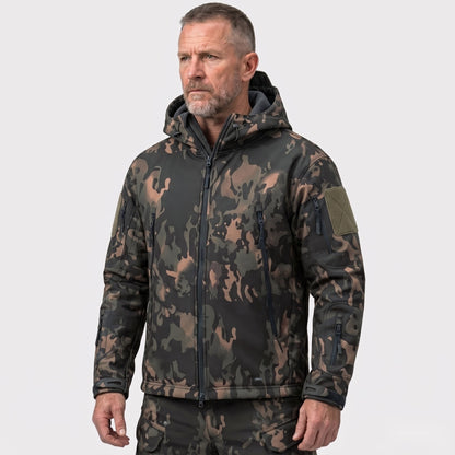 Softshelljacke Herren Camouflage – Tarnmuster Schwarz