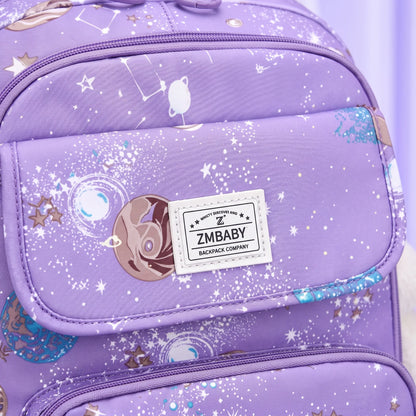 Schulrucksack für Schulkinder - Weltraum-Muster - Reflektorstreifen