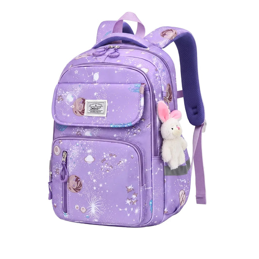 Schulrucksack für Schulkinder - Weltraum-Muster - Reflektorstreifen